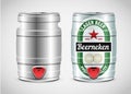 Realistic metal beer keg, vector illustration. Royalty Free Stock Photo