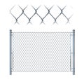 Realistic metal chain link fence. metal mesh on isolated on whit