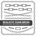 Realistic metal chain set, vector silver chains Royalty Free Stock Photo