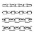 Realistic metal chain with silver links isolated on white background. Vector illustration. Royalty Free Stock Photo