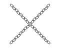 Realistic metal chain texture. Silver color cross chains link isolated on white background. Strong iron chainlet solid three Royalty Free Stock Photo
