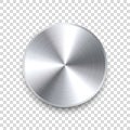 Realistic metal chrome button. Silver steel volume control knob. Application interface design element. App icon. Vector