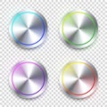 Realistic metal chrome button. Silver steel volume control knob. Application interface design element. App icon. Vector Royalty Free Stock Photo