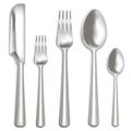 Realistic Metal Cutlery Set. Vector Royalty Free Stock Photo