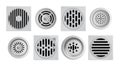 Realistic Metal Drainage Grates Icon Set