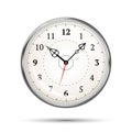 Realistic metal glossy clock on white