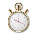 Realistic Metal Golden Classic Stopwatch Icon Closeup Isolated on White Background. Stop-watch Design Template. Sport Royalty Free Stock Photo