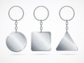 Realistic Metal Keychains Set. Vector