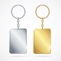 Realistic Metal Keychains Set. Vector