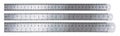 Realistic metal ruler. Measuring tool, 12 inches and 30 centimeters rulers isolated vector set