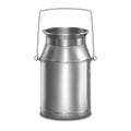Realistic Metal Shiny Milk Container. Vector