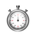 Realistic metal steel classic stopwatch icon. Stop watch, timer for training and competitions