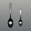 Realistic Metal Tablespoon And Teaspoon