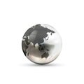 Realistic metallic Earth globe icon from asian side on white background Royalty Free Stock Photo