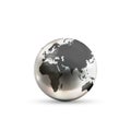 Realistic metallic Earth globe icon from european side on white background Royalty Free Stock Photo