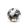 Realistic metallic Earth globe icon on white background Royalty Free Stock Photo