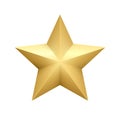 Realistic metallic golden star isolated on white background. Vector illustration