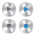 Realistic metallic Play and Stop player buttons. Royalty Free Stock Photo