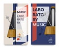 Realistic Metronome Music Notes Banner Set