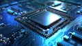 Realistic microchip processor background. Generative AI