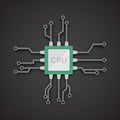 Realistic Microchip vector . CPU, Central processing unit, computer processor Royalty Free Stock Photo