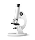 Realistic microscope. 3d laboratory optical white equipment scientific research device, microbiological analysis Royalty Free Stock Photo