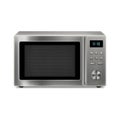 Realistic Microwave Isolated on White Background. Front View of Stainless Steel Over the Range Microwave Oven. Household Kitchen Royalty Free Stock Photo