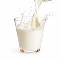 Realistic Milk Pouring Into Glass - Detailed Rendering Image