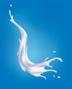 Realistic milk splash. Pouring white liquid or dairy products. Sample advertising realistic natural dairy products