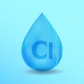 Realistic Mineral drop Cl Chlorum design. Blue nutrition design for beauty, cosmetic, heath advertising. Cl Chlorum Royalty Free Stock Photo