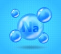 Realistic mineral Na Sodium design. Vitamin complex design for beauty, cosmetic, heath advertising. 3D Mineral Na Sodium