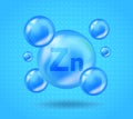 Realistic mineral Zn Zinc design. Vitamin complex design for beauty, cosmetic, heath advertising. 3D Mineral Zn Zinc