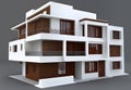 Realistic minimalist modern house 3d illustration design Royalty Free Stock Photo