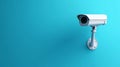 Realistic minimalistic surveillance camera icon set against a blue background for modern design Royalty Free Stock Photo