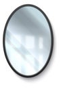 Realistic mirror. 3D reflective glass surface in oval frame. Geometric round shape. Hanging on wall interior element Royalty Free Stock Photo