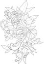 Realistic mix flower bouquet with anemone, rose flowers and leafs sketch template. Royalty Free Stock Photo