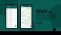 Realistic mobile chat appliaction mockup, UI kit messenger template for social media post