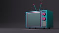 Realistic mock up of colorful retro cartoon television  on side view. Royalty Free Stock Photo