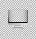 Realistic mockup computer monitor with digital screen.Template desktop pc with silver frame.vector Royalty Free Stock Photo