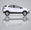 Realistic model car on background. Detailed drawing. Vector illustration.