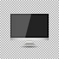 Realistic modern, blank screen lcd, led, TV, monitor on isolate background with pedestal. Vector illustration Royalty Free Stock Photo