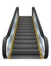 Realistic modern escalator vector illustration