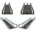 Realistic modern escalator vector illustration