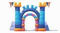 Realistic modern illustration of blue inflatable arches for advertising, races, marathons, and sports competitions.