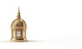Realistic modern Islamic holiday banner for eid al adha. eid al fitr white background. Golden lantern decoration with space for