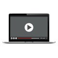 Realistic modern laptop isolated. Video player template Royalty Free Stock Photo