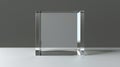 A realistic modern mockup of a transparent plexiglass stand for event identification, and a clear acrylic frame for a