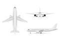 Realistic modern plane civil aviation transportation carrying passenger vector flying airplane