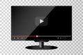 Realistic modern TV monitor isolated. Video player template Royalty Free Stock Photo
