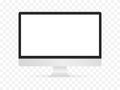 Realistic monoblock monitor isolated template. Empty white screen with black edging digital mockup device with slim body